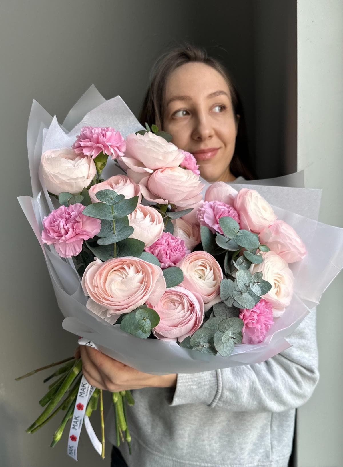 Букет #272 Ранункулюсы, диантусы